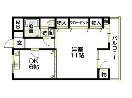 ロイヤルコーポ吉田(1DK/4階)の間取り写真
