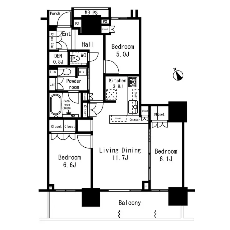 プラウドタワー東雲キャナルコート 8階階 間取り