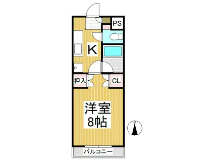 ドミール緑ヶ丘(1K/1階)の間取り写真