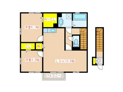 ヴィブァン A棟(2LDK/2階)の間取り写真