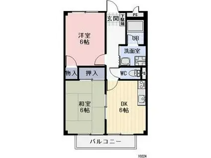 メゾンサンシャイン(2DK/2階)の間取り写真