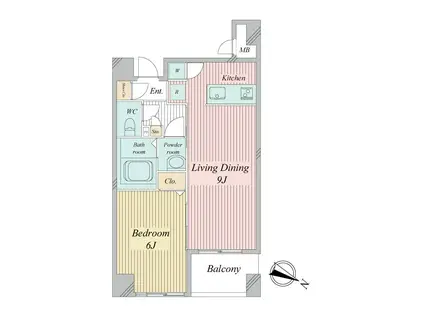 クエスタ高輪(1LDK/8階)の間取り写真