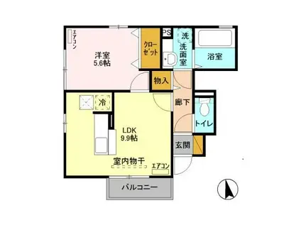 クラリス ティアラ(1LDK/1階)の間取り写真