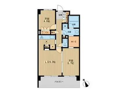 HF若林公園レジデンス(2LDK/2階)の間取り写真