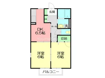 ウエストヴィレッジB(2DK/2階)の間取り写真