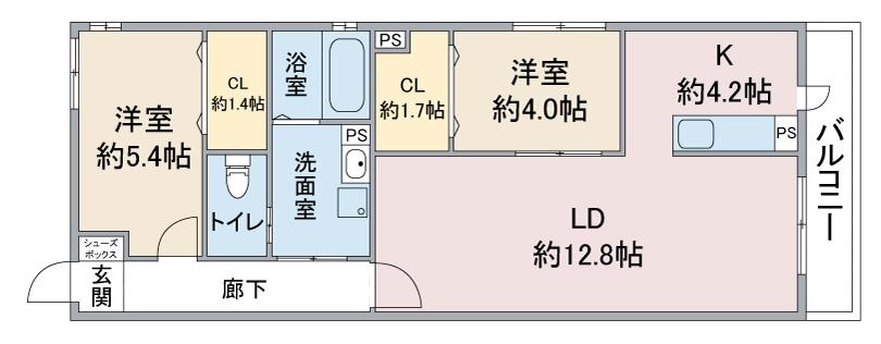 CELENEST高岳(2LDK/3階)の間取り写真