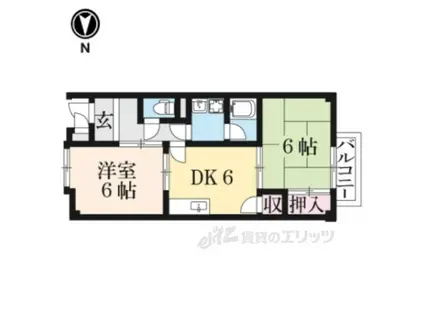 ハイツKⅡ(2DK/2階)の間取り写真