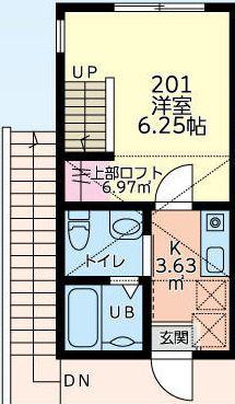 ミラージュ(1K/2階)の間取り写真