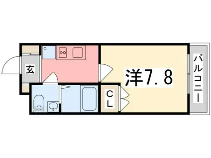 GLAハート飾磨A棟(1K/3階)の間取り写真
