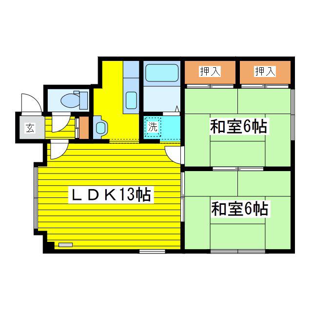パレーシャル21A(2LDK/2階)の間取り写真