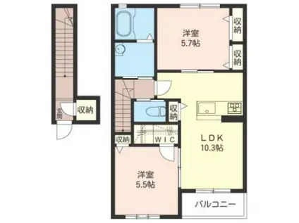 CASA REGIO A(2LDK/2階)の間取り写真