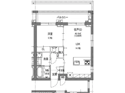LALA NISHIAZABU(1LDK/4階)の間取り写真