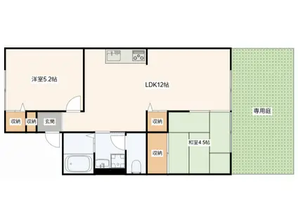 アイネス(2LDK/1階)の間取り写真