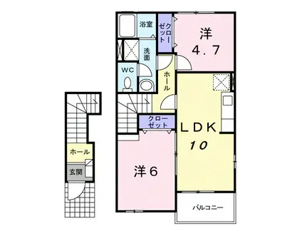 メゾン・ルミエールA(2LDK/2階)の間取り写真