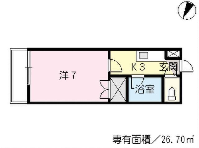 キューティワン(1K/2階)の間取り写真