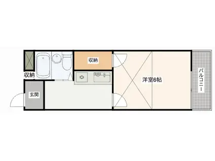 高砂ヨーロピアン4番館(ワンルーム/2階)の間取り写真