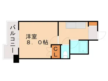 ウィルステージ古船場(1K/7階)の間取り写真