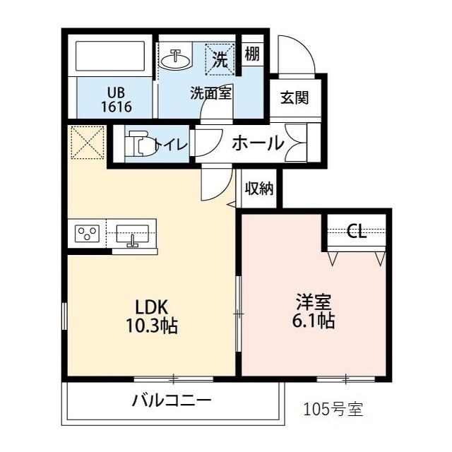 コントレイルII(1LDK/1階)の間取り写真