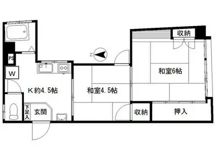 コーポイマムラ(2K/4階)の間取り写真
