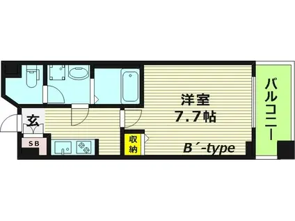 LASANTE京橋 旧エスティメゾン京橋(1K/6階)の間取り写真