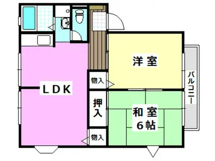 サンビレッジ鮎川 B棟(2LDK/2階)の間取り写真