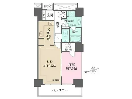 W COMFORT TOWERS ウエスト(1LDK/13階)の間取り写真