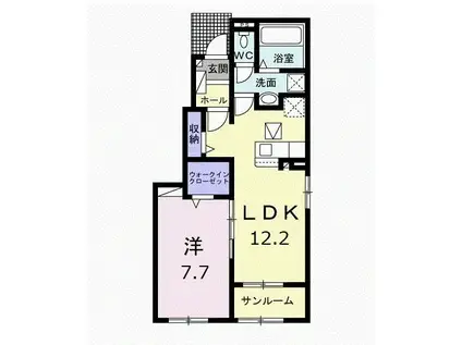 ラ・セゾン川島(1LDK/1階)の間取り写真