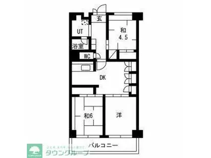 テレパレス横須賀(3DK/4階)の間取り写真