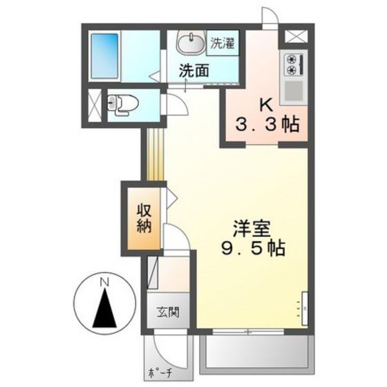 リアン (1K/1階)の間取り写真