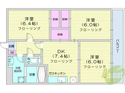 プレジデント岩沼弐番館(3DK/3階)の間取り写真