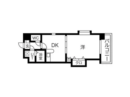 ウイングコート水城(1DK/8階)の間取り写真