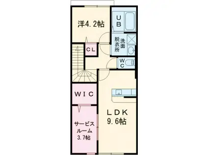 レジデンスII (1SLDK/2階)の間取り写真