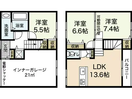 I‐APARTMENT(3LDK/1階)の間取り写真