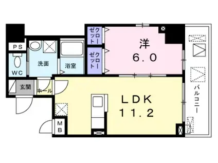 ムーンヒルズ大阪(1LDK/2階)の間取り写真