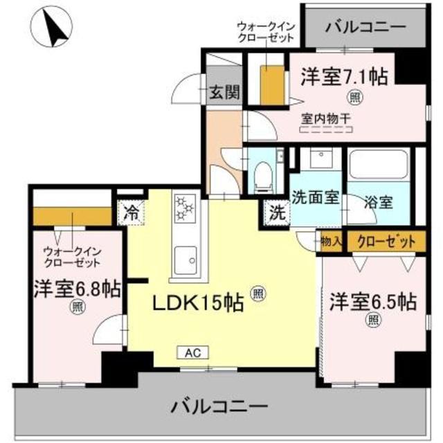 D-ROOM帝塚山(3LDK/9階)の間取り写真