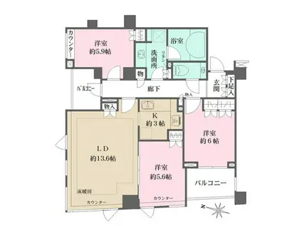 パークハウス中目黒(3LDK/3階)の間取り写真