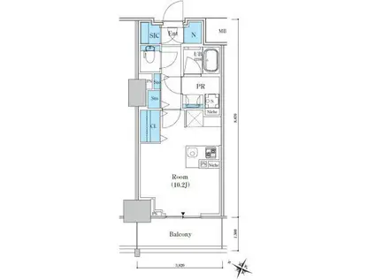 ロイヤルパークスER万代(ワンルーム/7階)の間取り写真