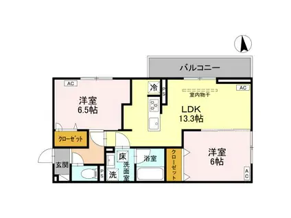 ＩＲいしかわ鉄道 野々市駅(ＩＲ) バス乗車時間：45分 最寄りバス停で下車 徒歩7分 3階建 新築(2LDK/1階)の間取り写真