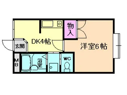 さつきビル(1DK/4階)の間取り写真