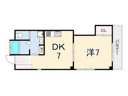 エンジェル坂下(1DK/2階)の間取り写真