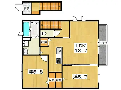 MAISON F B棟(2LDK/2階)の間取り写真