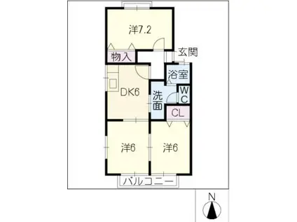 セジュールMII(3DK/1階)の間取り写真