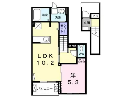 ウイングコート(1LDK/2階)の間取り写真