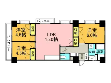 セジュールHARA(3LDK/5階)の間取り写真