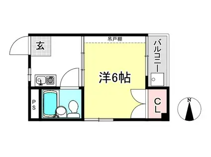 シティーハイツ百万遍(1K/4階)の間取り写真