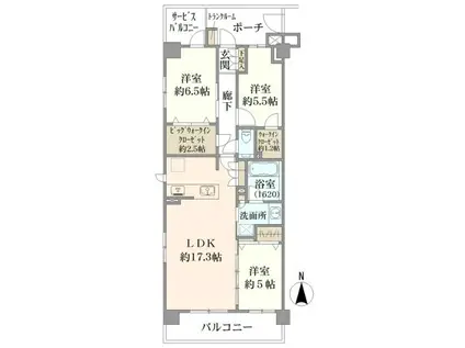 ラ・フォルム新川崎サウスコート(3LDK/3階)の間取り写真