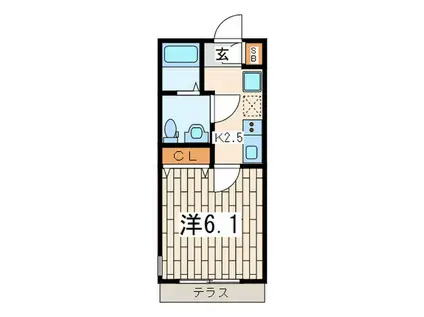 ラクセル横濱三春台(1K/1階)の間取り写真