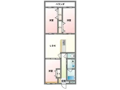 グランディール(3LDK/5階)の間取り写真