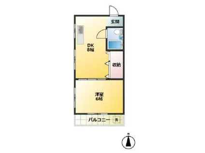 石川マンション(1DK/4階)の間取り写真