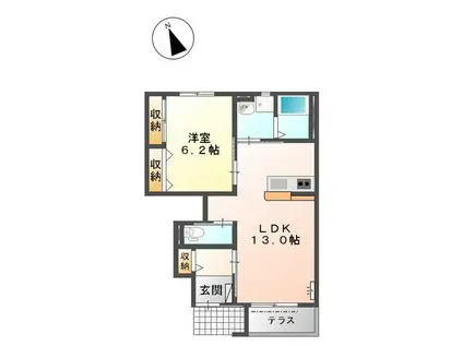 グロリアス(1LDK/1階)の間取り写真